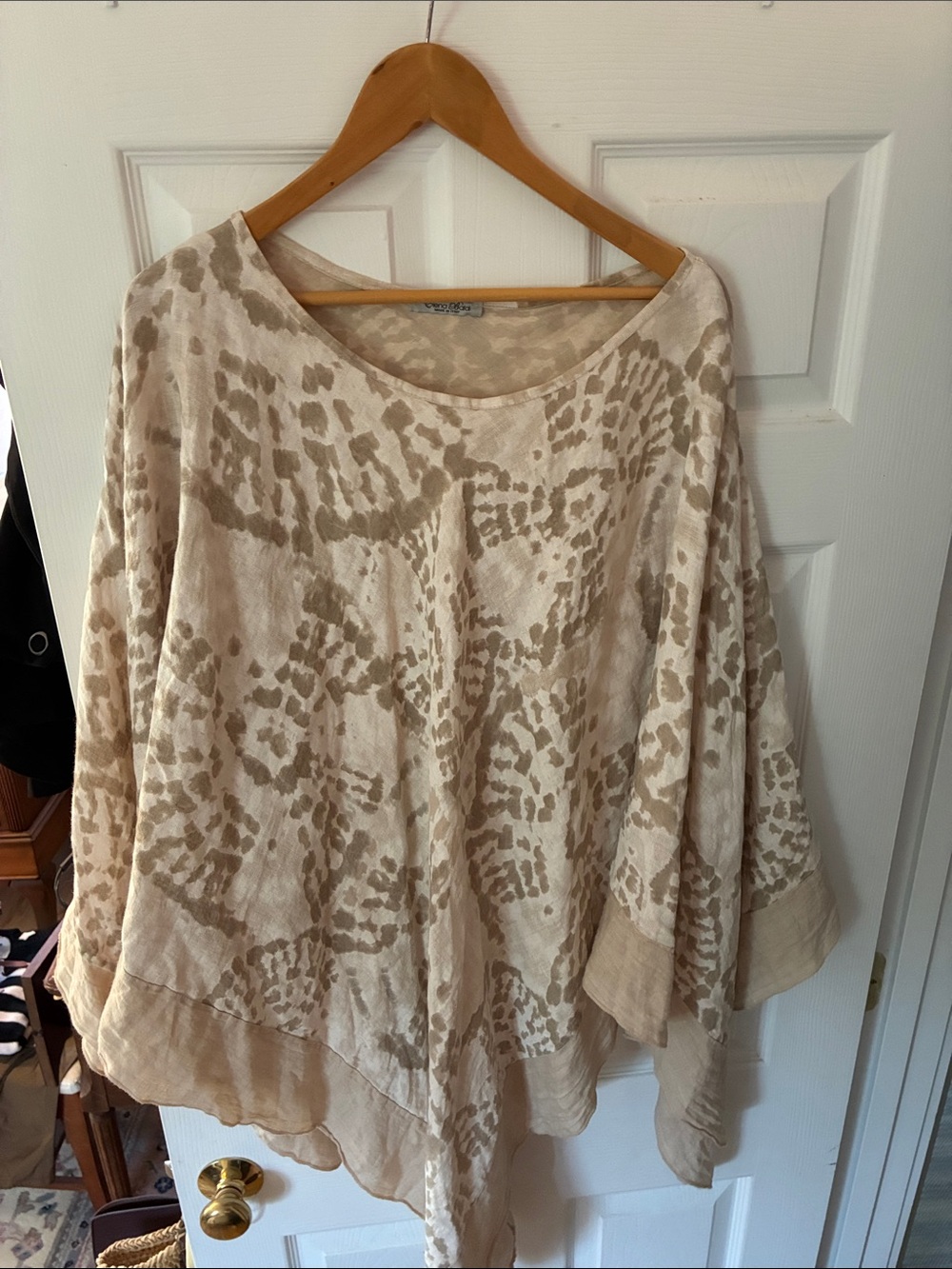Beige Patterned Women's Poncho/ Tunic Top